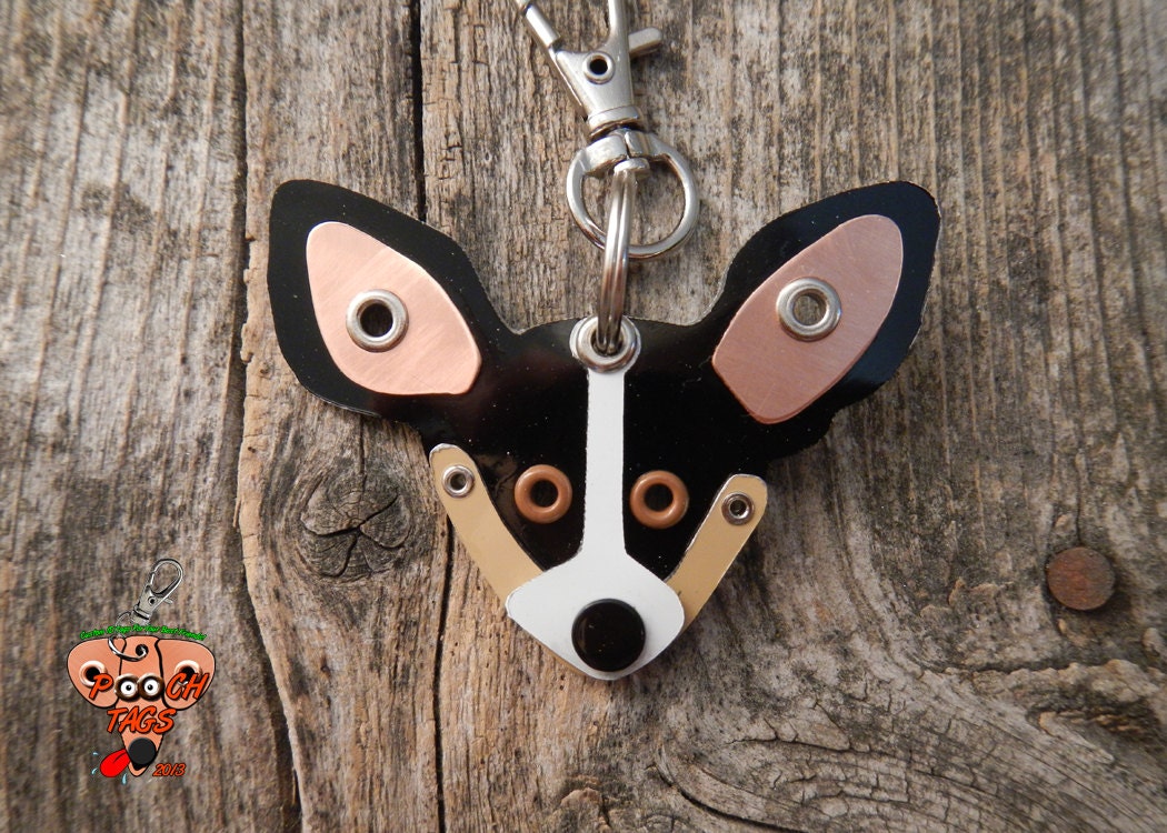 Keychain ID Key Chain Tag Rat Terrier Breed Dog Pet Lover Copper Aluminum Custom Rivets Stamped