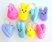 PEEPS Stitch Markers --Set of 4 Handmade from Polymer Clay