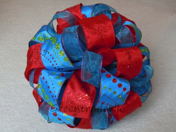 items similar to red blue christmas tree bow christmas items similar to red blue christmas tree bow christmas