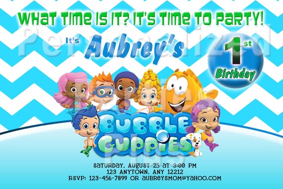 Bubble Guppies birthday invitations vairous designs Il_570xn