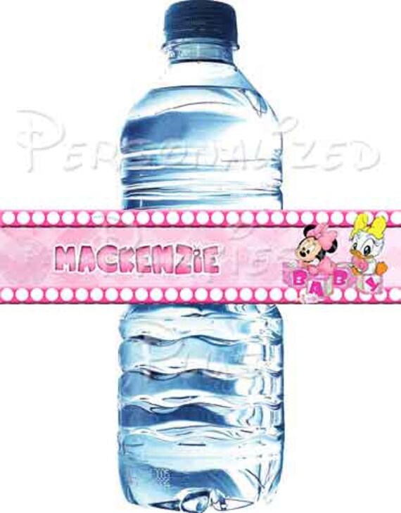 Minnie Mouse & Daisy Duck baby shower water bottle labels: Downloadable Il_570xn