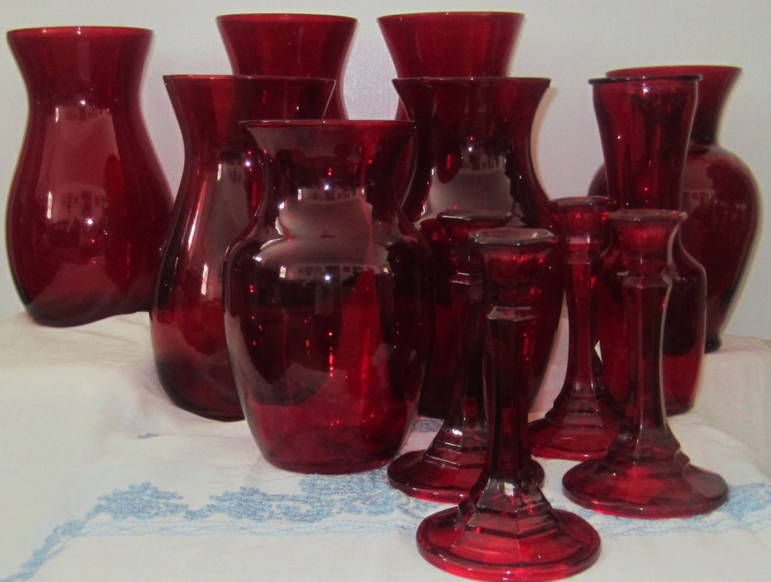 Ruby Red Vase Vintage Wedding Decorative Home by JewelsRosesNRust