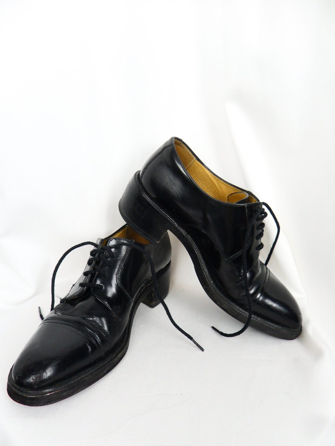 80s Sartore Paris black leather lace up oxfords/ made in France/ womens/ grunge hipster: size EU37/ US 6.5/ UK 4 - ModFashRedux