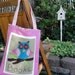Children's Library Book Bag, machine applique owls in blue and pink