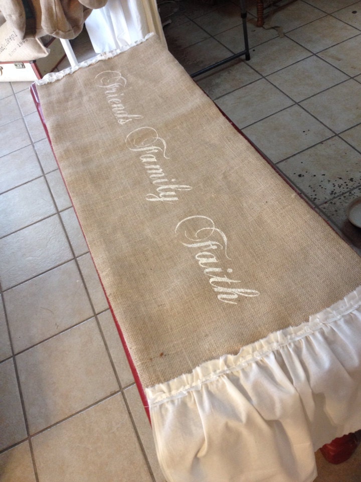 burlap table runner, personalized table runner, rustic table runner