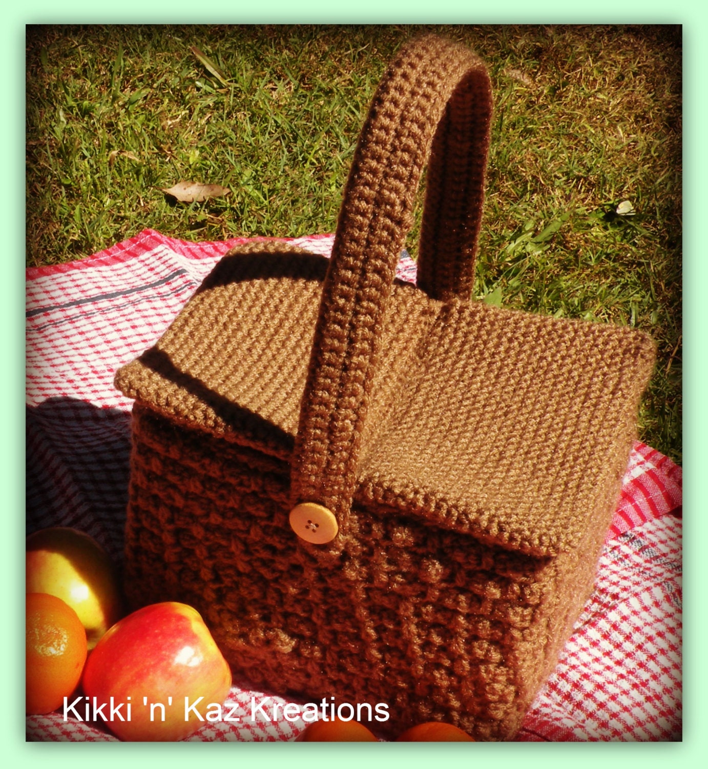 Crocheted Kids Picnic Basket by KikkinKazKreations on Etsy