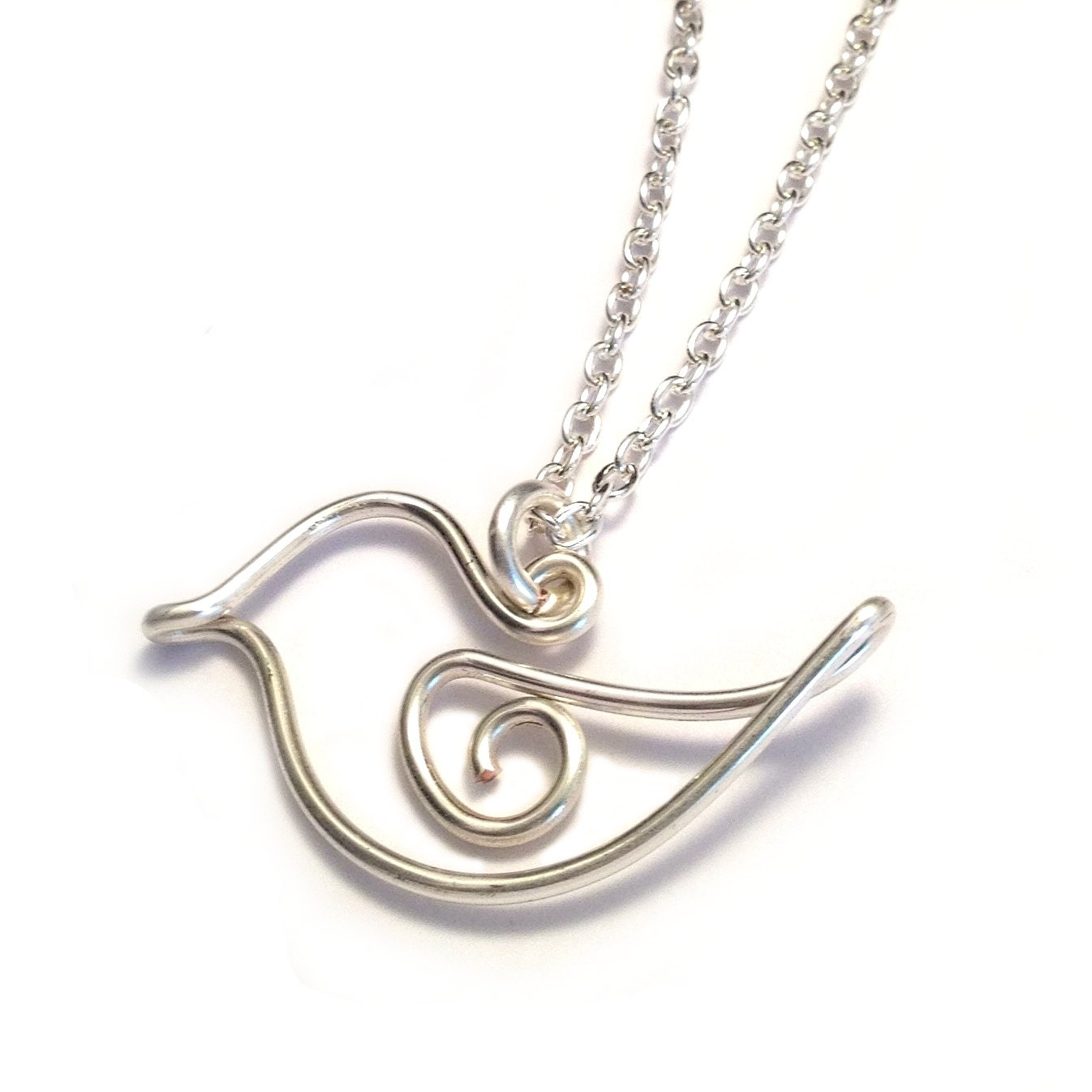 Wire Bird Necklace Silver Bird Necklace Cute Bird by