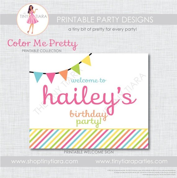 Color Me Pretty Printable Party Welcome Sign : Printable Party Designs by The Tiny Tiara Il_570xn