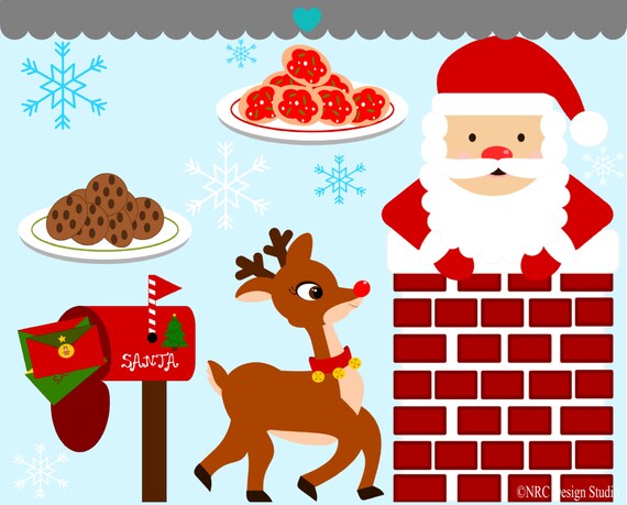 WINTER SALE - Christmas Clip Art - Here Comes Santa Clip Art - Digital Christmas Clipart Il_570xn