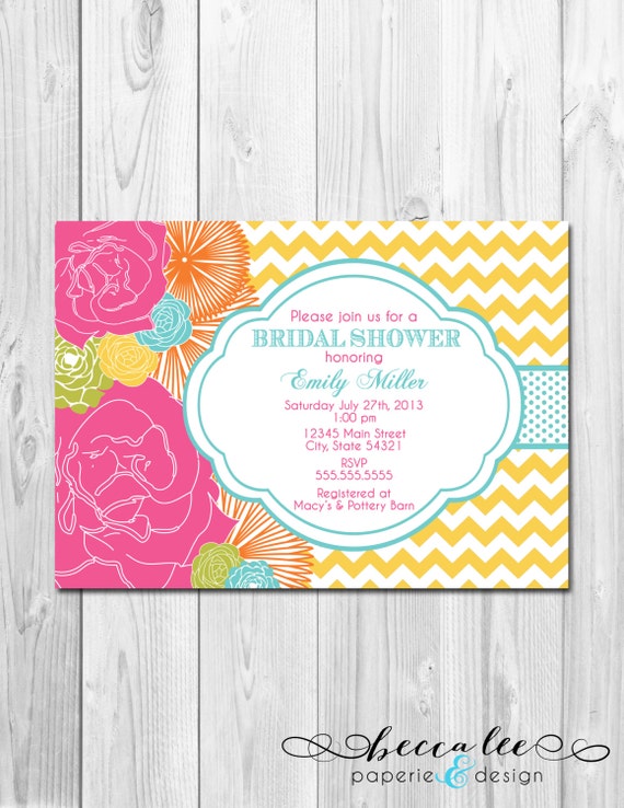 Bridal Shower, Birthday Party, Bachelorette Party, Engagement Party Invitation - Big Bright Multi Color Blooms - DIY - Printable Il_570xn