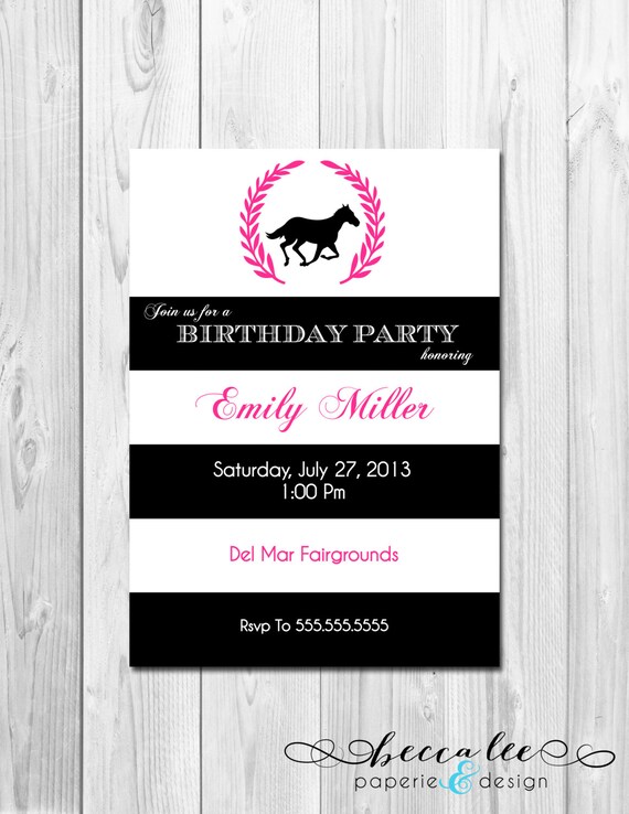 Derby Party Invitation - Large Black & White Stripes - DIY - Printable Il_570xn