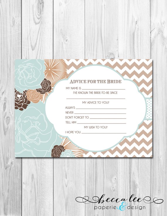INSTANT DOWNLOAD - Advice for the Bride - Big Brown and Blue Blooms - Printable Il_570xn