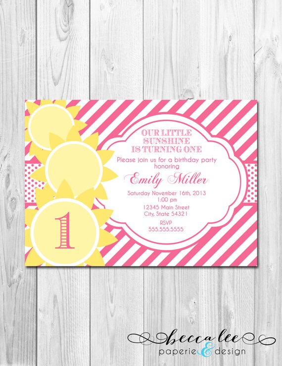 You Are My Sunshine Birthday Party Invitation - Stripes and Stacked Suns - DIY - Printable Il_570xn