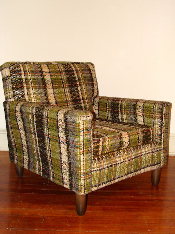 RESERVED for Melissa Vintage PLAID Tweed Arm Chair by studio180