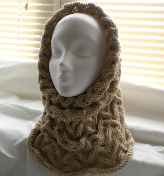 KNITTED COWL /hood Wavy Cable PATTERN by PrimrosePatterns on Etsy