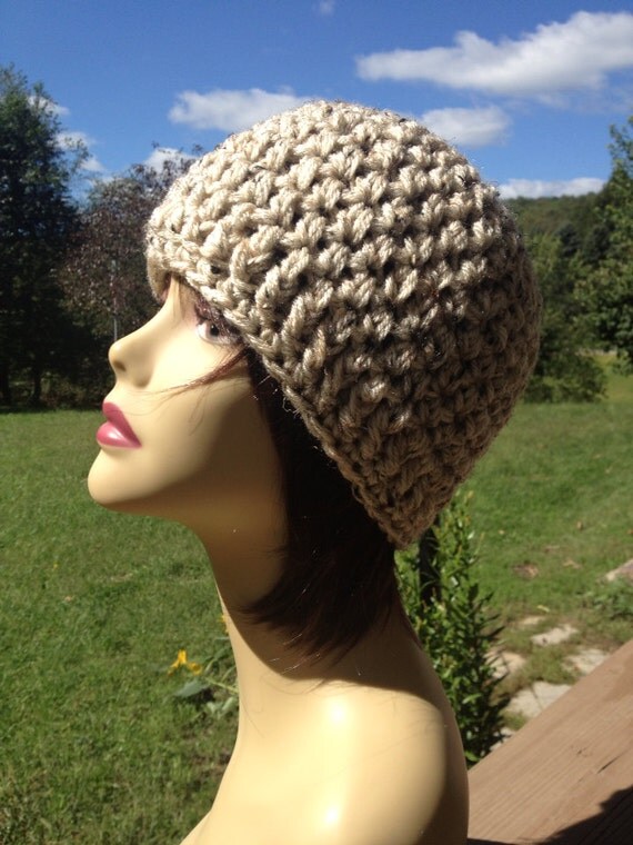 Beanie Chunky Yarn Oatmeal by just4todayCrochet on Etsy