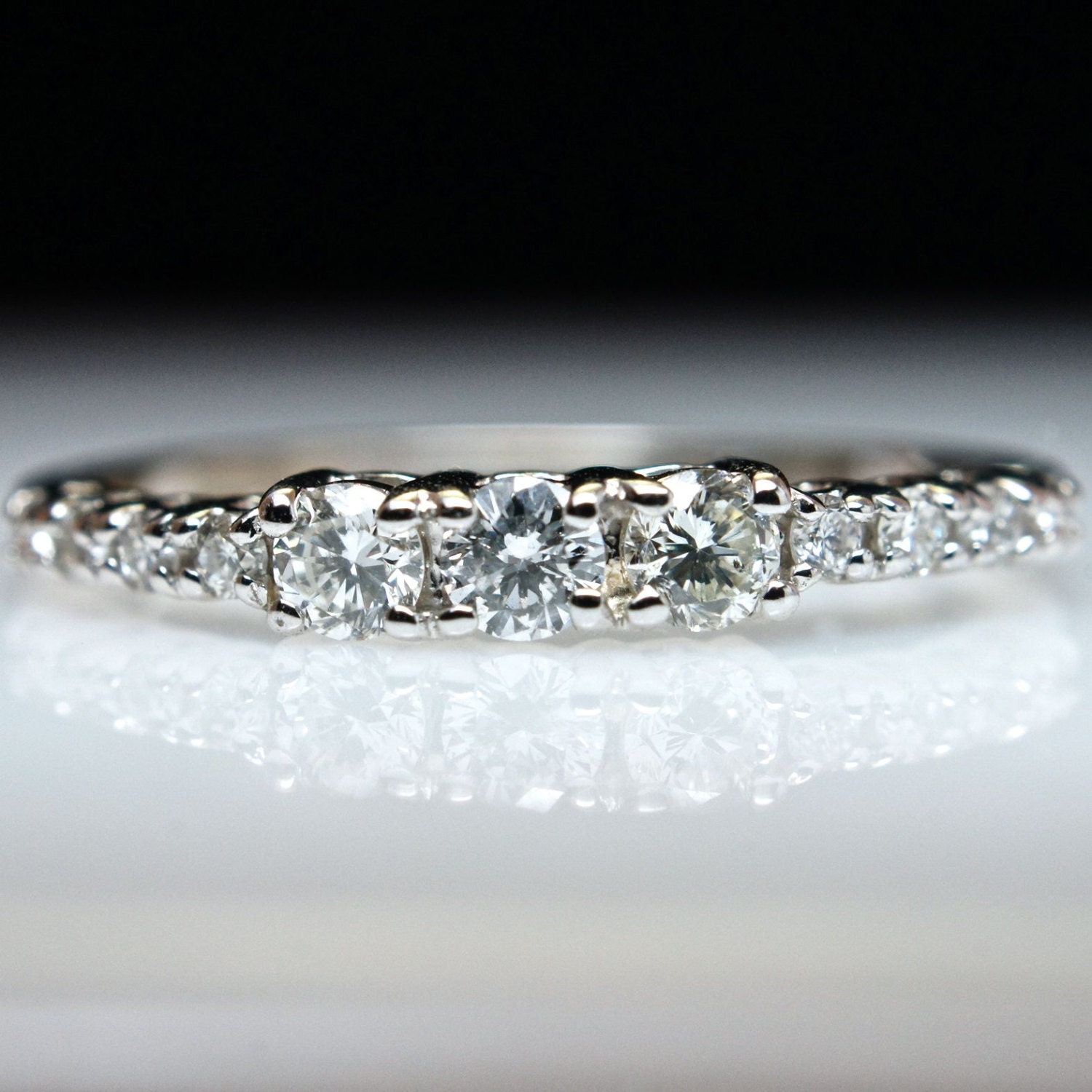 Diamond Promise Ring Band - 14k White Gold - Size 4.5 - Layaway ...