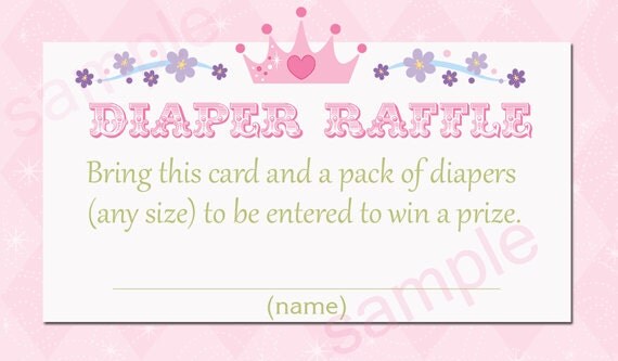 Pretty Pink Princess Baby Shower Diaper Raffle Tickets - Printable File Il_570xn