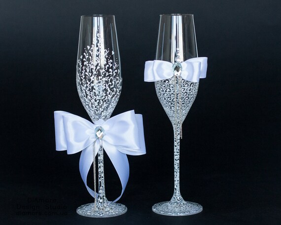 Decorating Wedding Glasses For Bride And Groom Decorating Wedding Glasses For Bride And Groom
