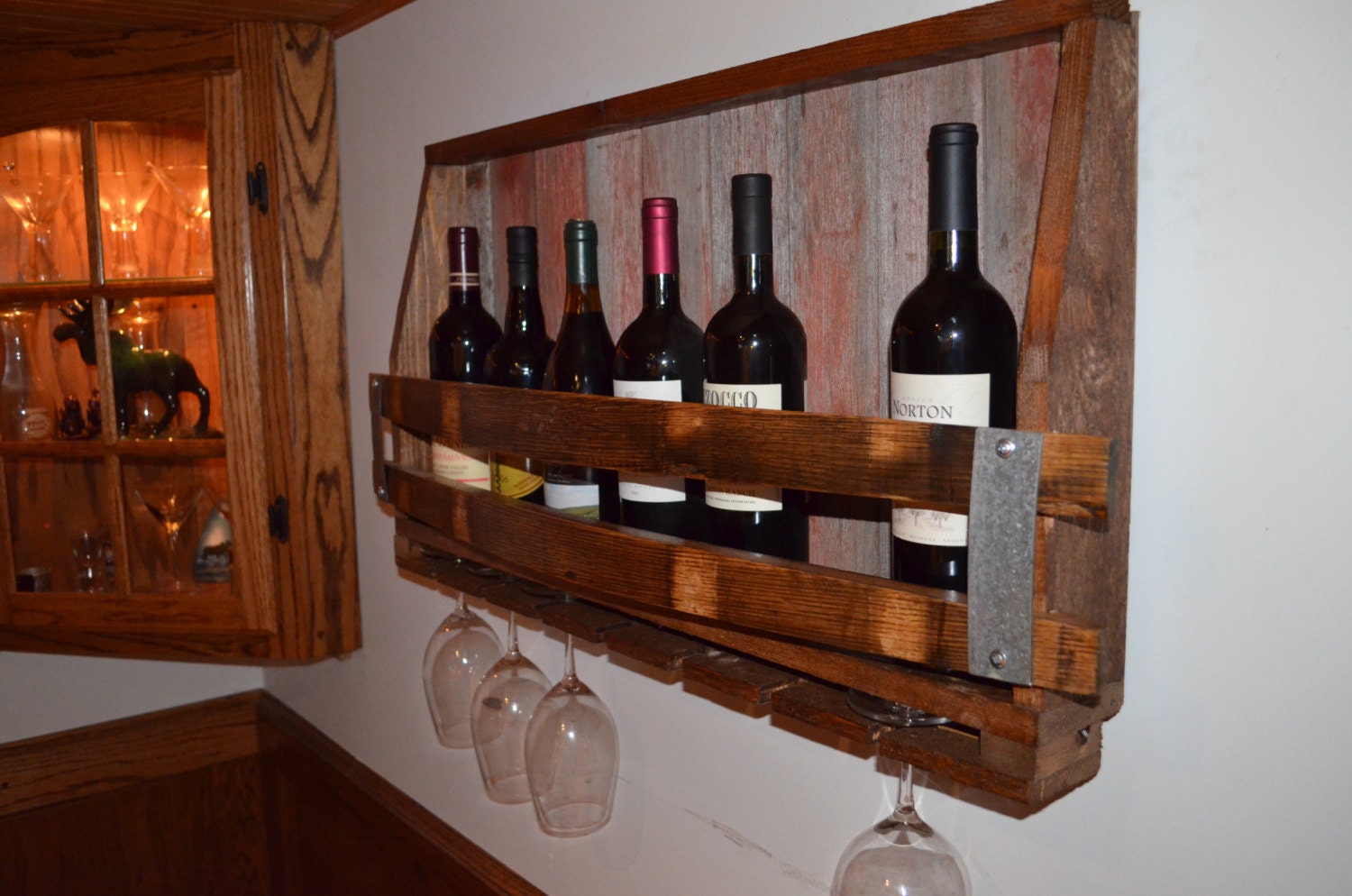 Reclaimed barnwood/Wine Stave wine rack - WineStaveCrafts