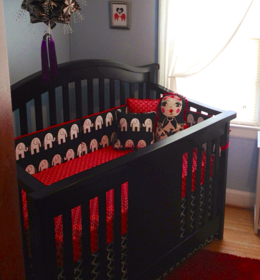 Baby Bedding Crib Bedding Crib set Black by BeautifulBebeDesigns
