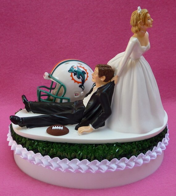 Wedding Cake Topper Miami Dolphins Football Themed Sports Turf Topper ...