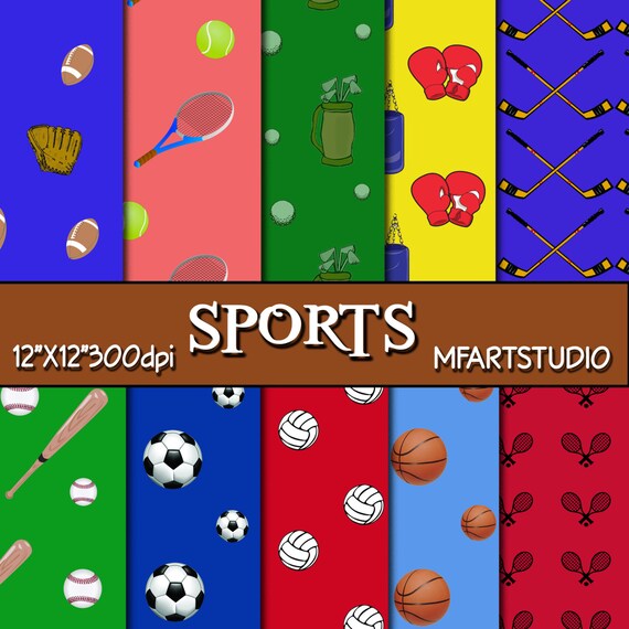 Sports Digital Paper Pack 12X12 030 printable by MFDigiLand