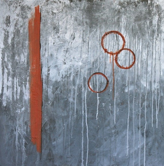 orange gray abstract painting original modern by LeahFittsArt