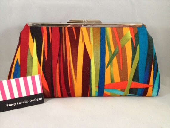 Multi Color Cotton Clutch Purse with by StacyLavelleDesigns