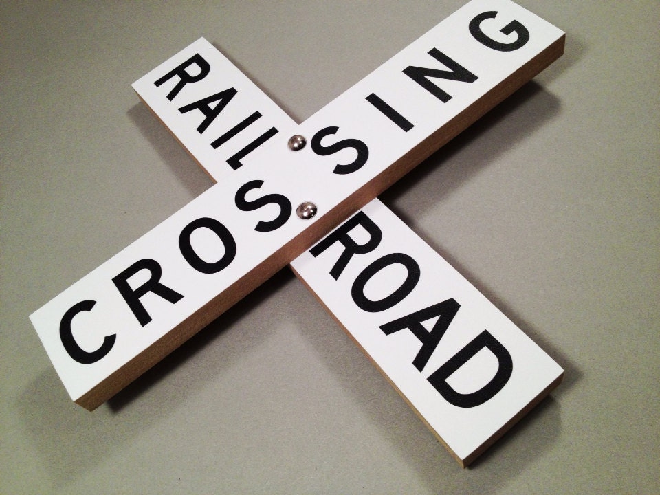 Railroad Crossing Wood Sign Train Decor - WhiteSummerCreations