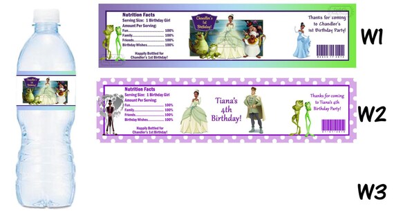 The Princess and the Frog Water Bottle Labels by PartyDesigns4U