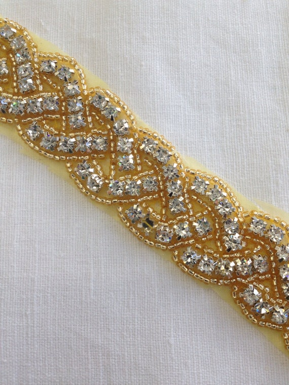 Items Similar To Gold Rhinestone Trim Swarovski Rhinestone Trim Gold