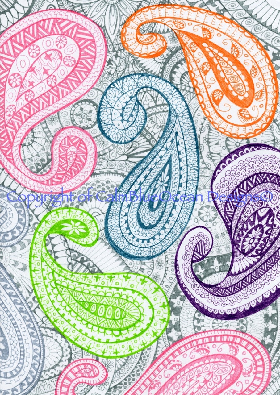 Pastel Paisley Pattern | pastel paisley hand drawn pattern pen on paper by Pastel Paisley Pattern | pastel paisley hand drawn pattern pen on paper by