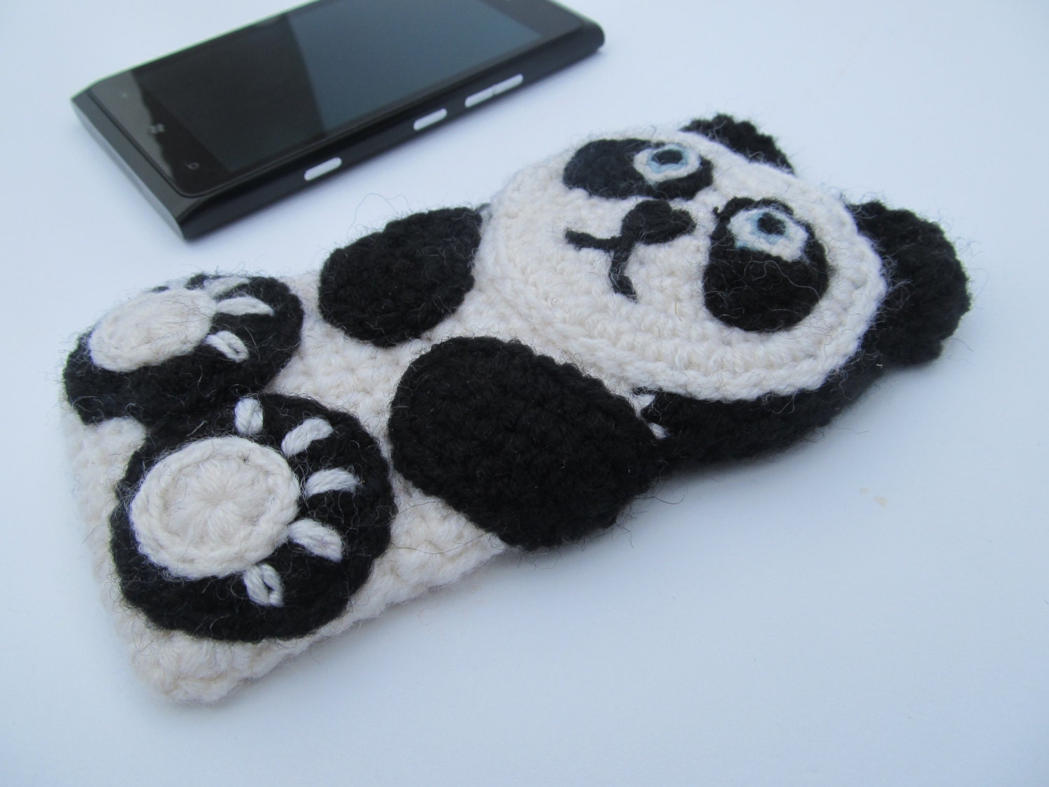 Panda crochet case, sleeve, cover for iPhone, iPod touch or any other phone