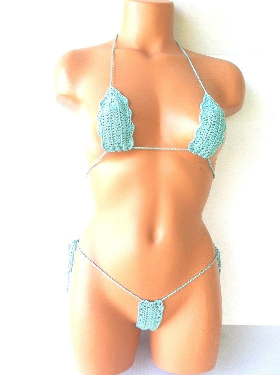 Aqua Crochet Micro Thong Bikini By Tiny Pansy By TinyPansy On Etsy