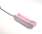pastel purple and rose necklace, recycled wood  necklace, upcycled necklace, pendant - JeTrouve