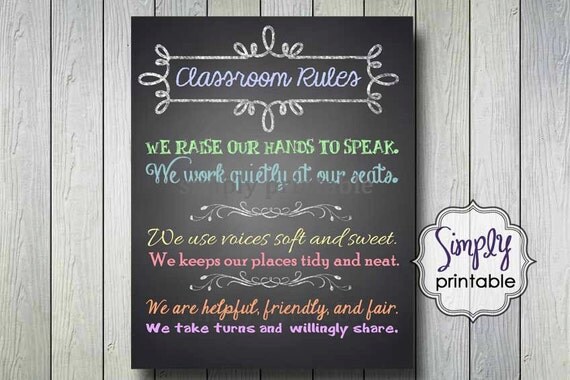 Classroom Rules Printable 8x10 Print Il_570xn