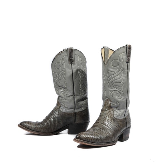 Two Tone Gray Men's Vintage Cowboy Boots by by RabbitHouseVintage