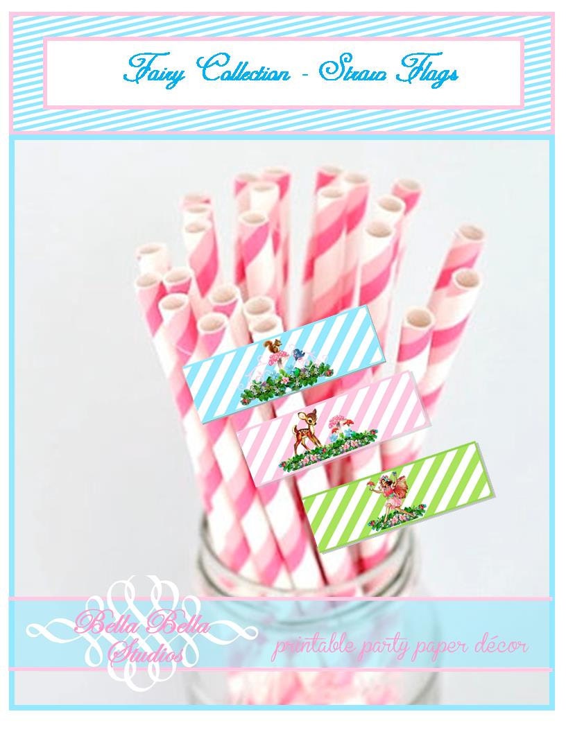 FAIRY Straw Flags - Printable - by Bella Bella Studios Il_570xn