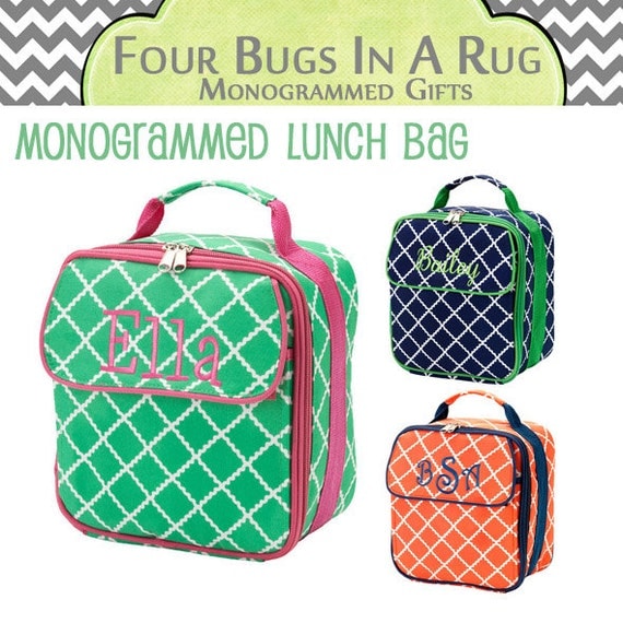Personalized Lunch Bag Back To School by fourbugsinarug on Etsy