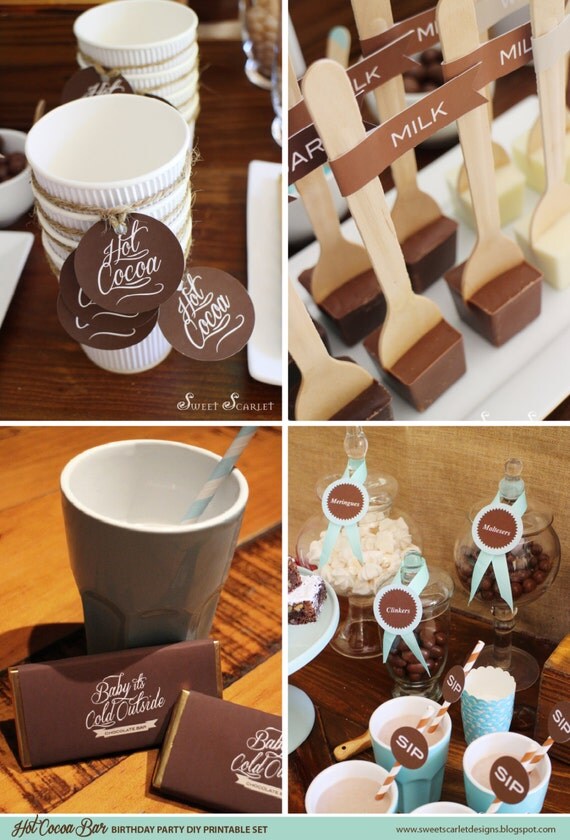 HOT COCOA BAR Printables - Cupcake Toppers, Party Signs, Candy Wrappers & more Il_570xn