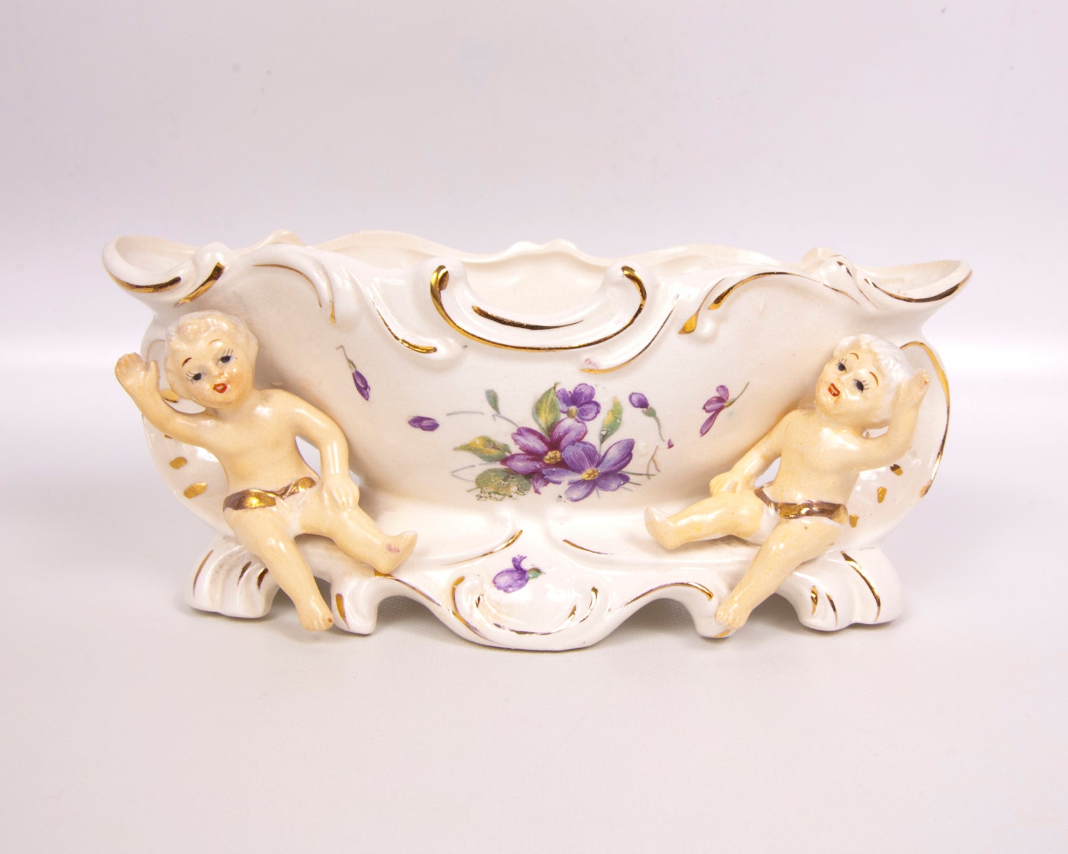 Vintage Royal Sealy Console Cherubs Planter by LeVintageGalleria