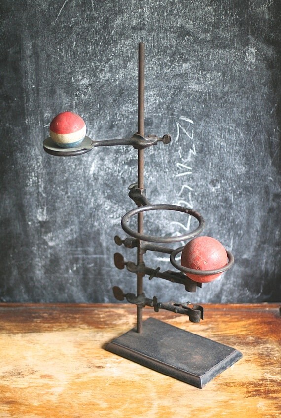 Antique Iron Beaker Stand Clamps Pharmacy Laboratory by jalopee