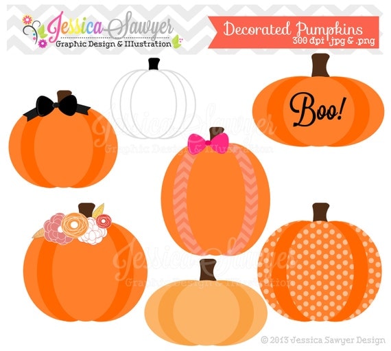 INSTANT DOWNLOAD, decorated pumpkin clipart, patterened pumpkins, for commercial use, personal use, invitations, scrapbooking, printables Il_570xn