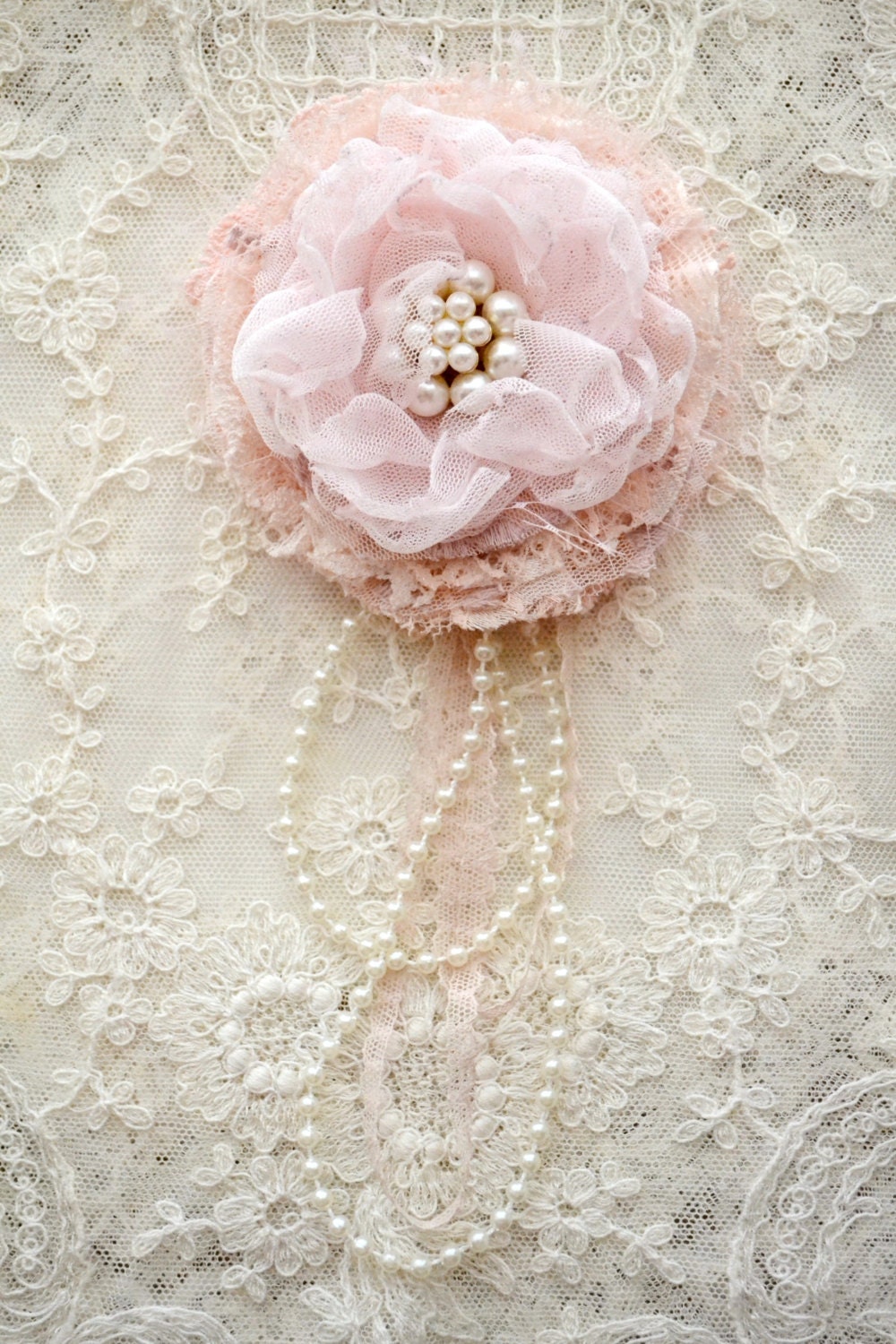 Large PINK Gillyflower - Handmade lace flower