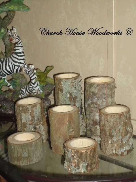 7 Rustic tree branch candle holders for by ChurchHouseWoodworks