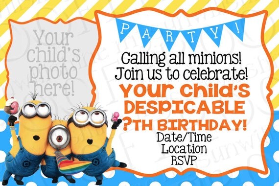 Custom Despicable Me Photo Invitation Il_570xn