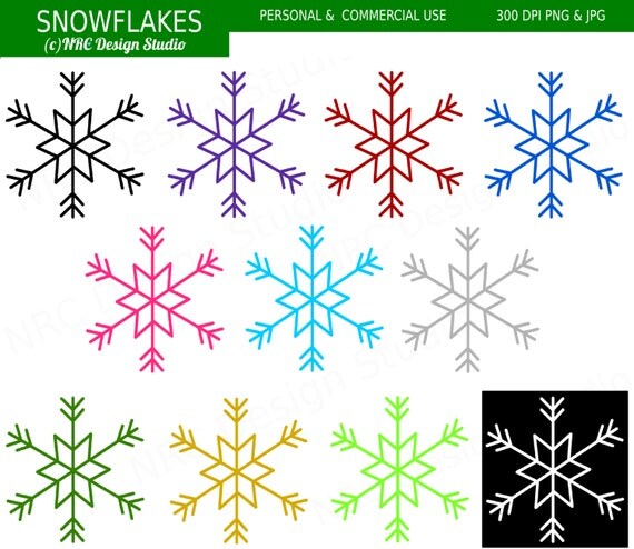 Christmas Clip Art - Colorful Snowflakes Clip Art - Digital Christmas Clipart Il_570xn