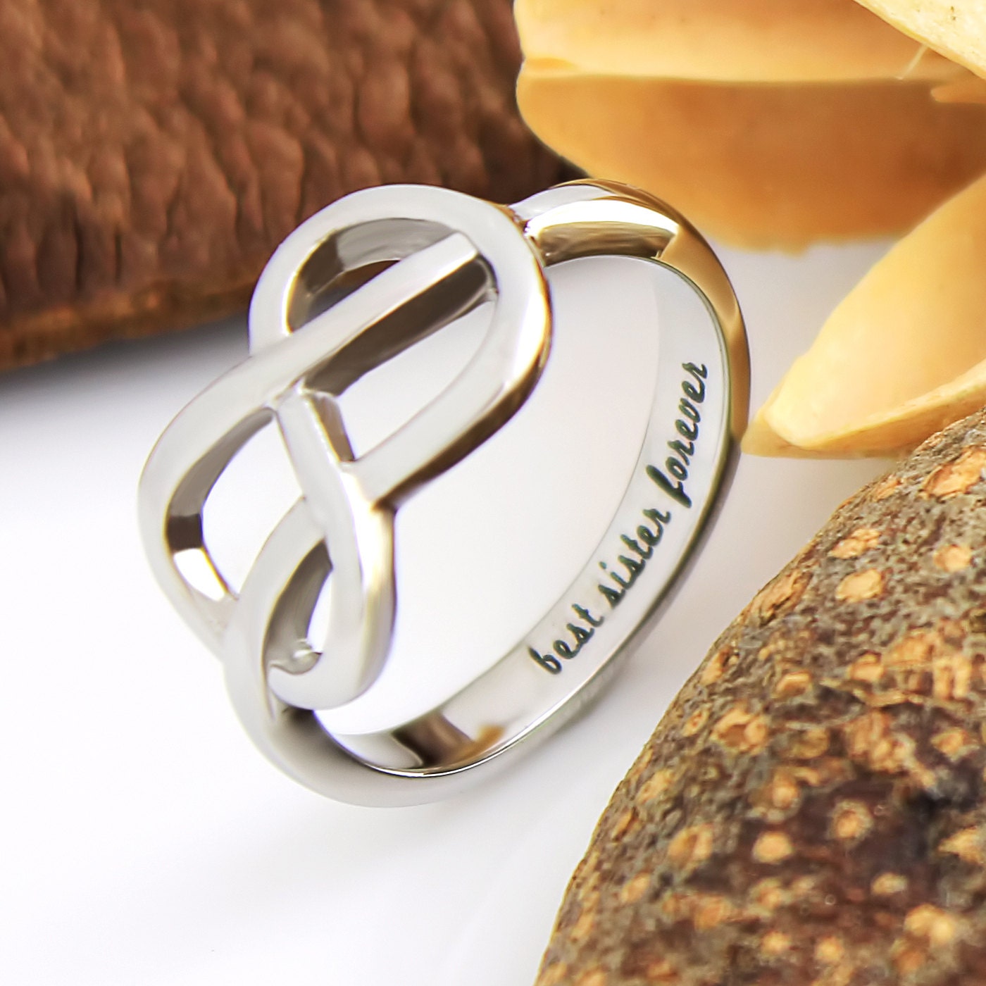 Sisters Ring Infinity Ring Promise Ring for Sister Best by Tzaro