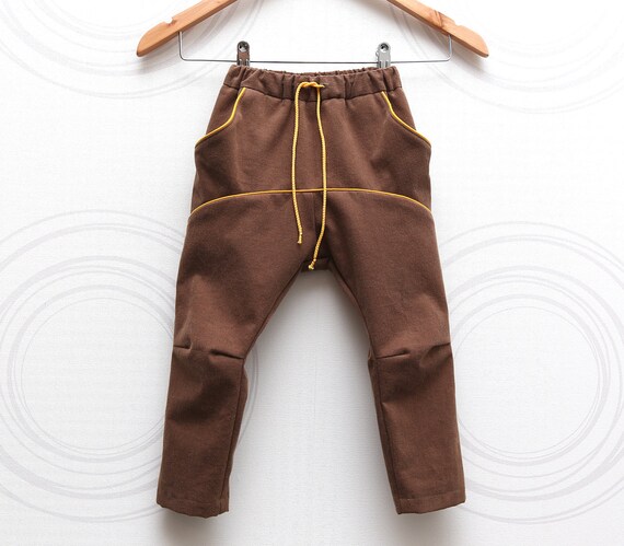 Toddler boys corduroy pants Brown harem pants by ZanziBach on Etsy